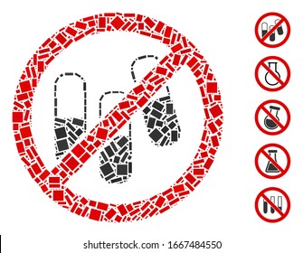Dot Mosaic based on no medical granules. Mosaic vector no medical granules is designed with randomized rectangular dots. Bonus icons are added.
