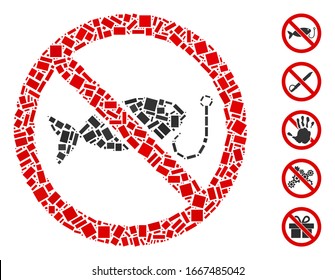Dot Mosaic based on no fishing. Mosaic vector no fishing is formed with random rectangle dots. Bonus icons are added.