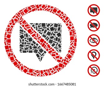 Dot Mosaic based on no banner. Mosaic vector no banner is designed with random rectangular items. Bonus icons are added.