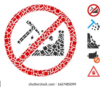 Dot Mosaic based on no rock mining. Mosaic vector no rock mining is designed with randomized rectangular items. Bonus icons are added.