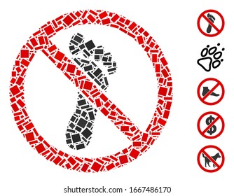 Dot Mosaic based on no footprint. Mosaic vector no footprint is formed with random rectangle elements. Bonus icons are added.