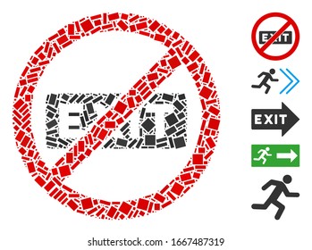 Dot Mosaic based on no evacuation. Mosaic vector no evacuation is designed with scattered rectangle spots. Bonus icons are added.