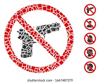 Punto Mosaico basado en no armas. El vector mosaico no se forma con puntos rectangulares aleatorios. Se agregan iconos de bonificación.