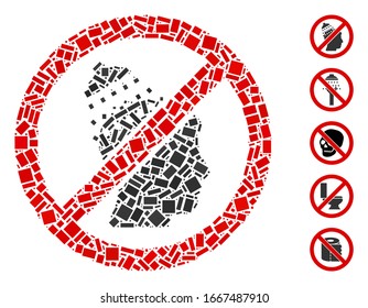 Dot Mosaic based on no head shower. Mosaic vector no head shower is formed with randomized rectangular elements. Bonus icons are added.