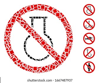 Mosaico de puntos basado en no vidrio químico. Vector mosaico no se forma vidrio químico con puntos rectangulares aleatorizados. Se agregan iconos de bonificación.