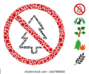 Dot Mosaic based on no fir-tree. Mosaic vector no fir-tree is formed with random rectangle elements. Bonus icons are added.