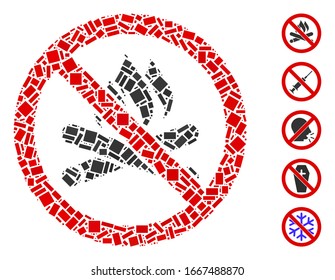 Dot Mosaic auf der Grundlage eines Lagerfeuers. Mosaike Vektorillustration kein Lagerfeuer ist mit zufälligen rechteckigen Gegenständen zusammengesetzt. Bonussymbole werden hinzugefügt.
