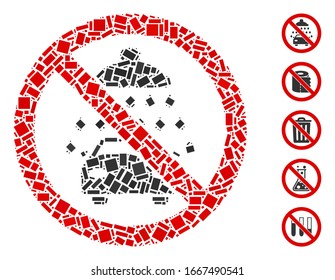 Dot Mosaic based on no car washing. Mosaic vector no car washing is composed with randomized rectangle spots. Bonus icons are added.