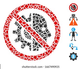 Dot Mosaic based on no cyborgs. Mosaic vector no cyborgs is designed with scattered rectangular elements. Bonus icons are added.
