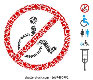 Dot Mosaic based on no disabled persons. Mosaic vector no disabled persons is formed with random rectangular spots. Bonus icons are added.