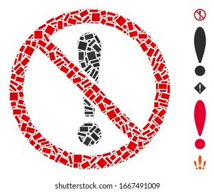 Dot Mosaic based on no exclamation. Mosaic vector no exclamation is created with randomized rectangle dots. Bonus icons are added.