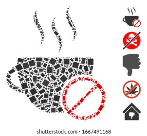Dot Mosaic based on no coffee. Mosaic vector no coffee is designed with random rectangular spots. Bonus icons are added.