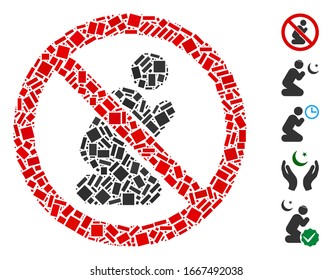 Dot Mosaic based on no praying. Mosaic vector no praying is designed with random rectangular spots. Bonus icons are added.