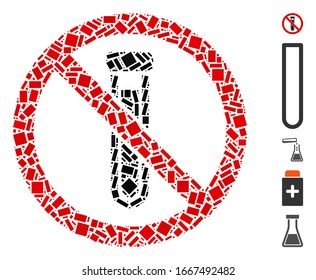 Mosaico de puntos basado en no tubo de ensayo. El vector mosaico en el tubo de ensayo está diseñado con elementos rectangulares aleatorizados. Se agregan iconos de bonificación.