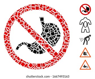 Dot Mosaic based on no stomach. Mosaic vector no stomach is composed with randomized rectangular items. Bonus icons are added.