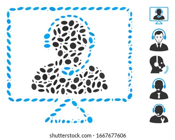Dot Mosaic based on online support. Mosaic vector online support is designed with randomized oval elements. Bonus icons are added.
