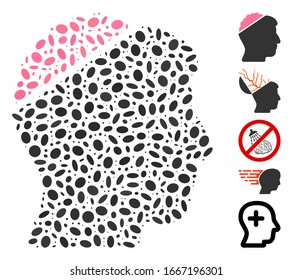 Dot Mosaic based on open mind. Mosaic vector open mind is designed with random elliptic items. Bonus icons are added.