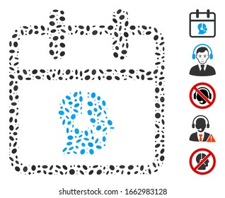 Dot Mosaic based on operator day. Mosaic vector operator day is formed with random ellipse elements.