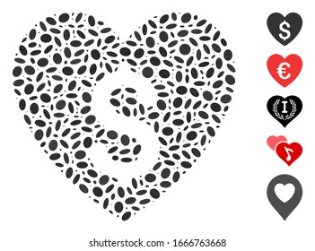 Dot Mosaic based on paid love. Mosaic vector paid love is designed with scattered ellipse spots. Bonus icons are added.