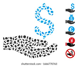 Dot Mosaic based on payment. Mosaic vector payment is created with scattered oval dots. Bonus icons are added.