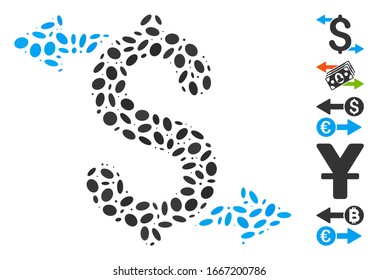 Dot Mosaic based on payouts. Mosaic vector payouts is created with scattered elliptic dots. Bonus icons are added.