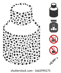 Dot Mosaic based on phial. Mosaic vector phial is composed with random oval items.