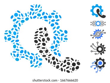 Dot Mosaic based on phone configuration. Mosaic vector phone configuration is designed with scattered oval dots. Bonus icons are added.