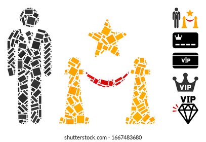 Dot Mosaic based on prestige entarnce. Mosaic vector prestige entarnce is designed with scattered rectangle spots. Bonus icons are added.