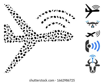 Dot Mosaic based on radio control uav. Mosaic vector radio control uav is composed with random oval dots.