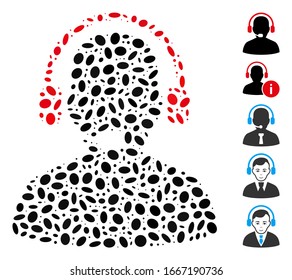 Punto Mosaico basado en recepcionista. El recepcionista vector mosaico se forma con elementos elípticos aleatorios. Se agregan iconos de bonificación.