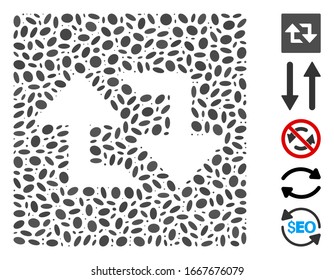 Dot Mosaic based on refresh arrows. Mosaic vector refresh arrows is designed with randomized ellipse dots. Bonus icons are added.