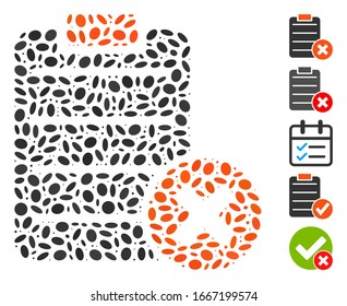Dot Mosaic based on reject form. Mosaic vector reject form is formed with randomized elliptic items. Bonus icons are added.