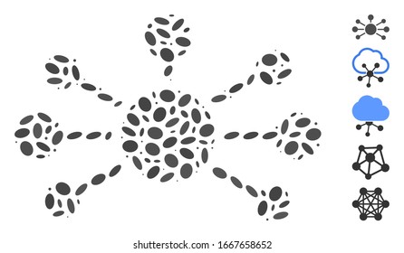 Dot Mosaic based on relation links. Mosaic vector relation links is designed with randomized oval dots. Bonus icons are added.
