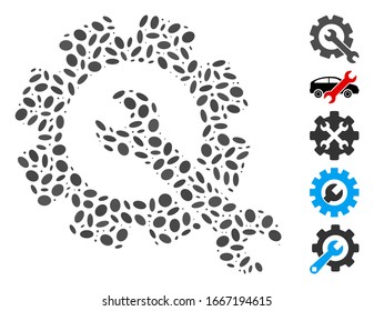 Punto Mosaico basado en reparación. La reparación de vectores mosaicos está diseñada con manchas ovales dispersas. Se agregan iconos de bonificación.