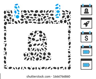 Dot Mosaic based on rip monument calendar day. Mosaic vector rip monument calendar day is formed with random elliptic dots. Bonus icons are added.