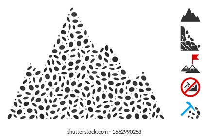 Dot Mosaic based on rock mountain. Mosaic vector rock mountain is created with randomized oval elements.