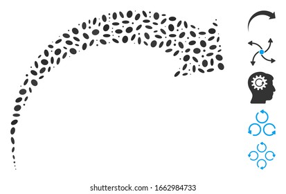 Dot Mosaic based on rotate CW. Mosaic vector rotate CW is composed with scattered ellipse items.