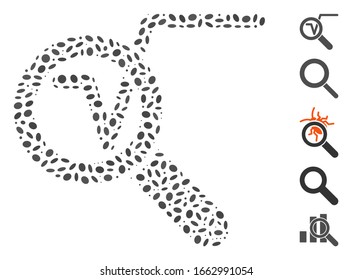Dot Mosaic based on search math solution. Mosaic vector search math solution is formed with scattered elliptic items.