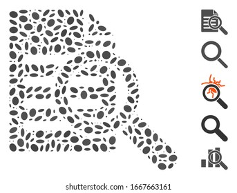 Dot Mosaic based on search document. Mosaic vector search document is composed with scattered elliptic spots. Bonus icons are added.