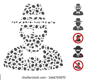 Dot Mosaic basiert auf dem Geheimagenten. Der Geheimagent für die Vektorillustration Mosaik ist mit randomisierten Ellipsenflecken konzipiert. Bonussymbole werden hinzugefügt.