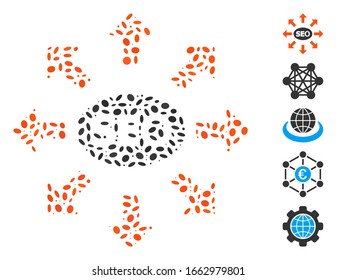 Dot Mosaic based on seo spam. Mosaic vector seo spam is designed with randomized ellipse items.