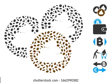 Dot Mosaic based on shitcoins. Mosaic vector shitcoins is designed with scattered ellipse dots.