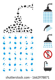 Dot Mosaic auf Dusche. Die Mosaik-Vektorillustration-Dusche ist mit verstreuten Ellipsobjekten ausgestattet.
