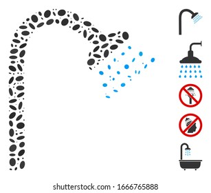 Dot Mosaic based on shower. Mosaic vector shower is formed with random ellipse items. Bonus icons are added.