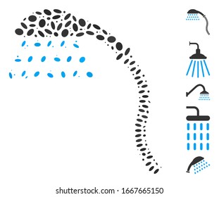 Dot Mosaic based on shower. Mosaic vector shower is composed with scattered elliptic dots. Bonus icons are added.