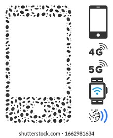 Dot Mosaic based on smartphone. Mosaic vector smartphone is composed with random ellipse elements.
