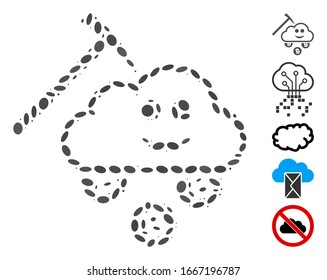 Dot Mosaic based on smile cloud mining. Mosaic vector smile cloud mining is designed with randomized elliptic items. Bonus icons are added.