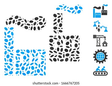 Dot Mosaic based on smoking industry. Mosaic vector smoking industry is created with randomized elliptic items. Bonus icons are added.