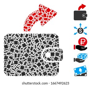 Dot Mosaic based on spend cash. Mosaic vector spend cash is designed with randomized rectangle dots. Bonus icons are added.