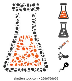 Dot Mosaic auf der Grundlage der Spermienflüssigkeit. Mosaik Vektorillustration Samenflüssigkeit ist mit zufälligen ovalen Elementen entworfen. Bonussymbole werden hinzugefügt.
